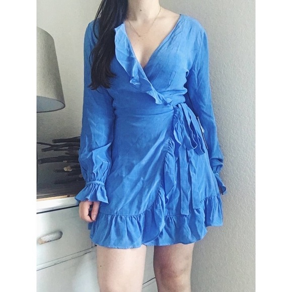 Privacy Please Ruffle Wrap Dress Long Sleeves - Picture 3 of 8